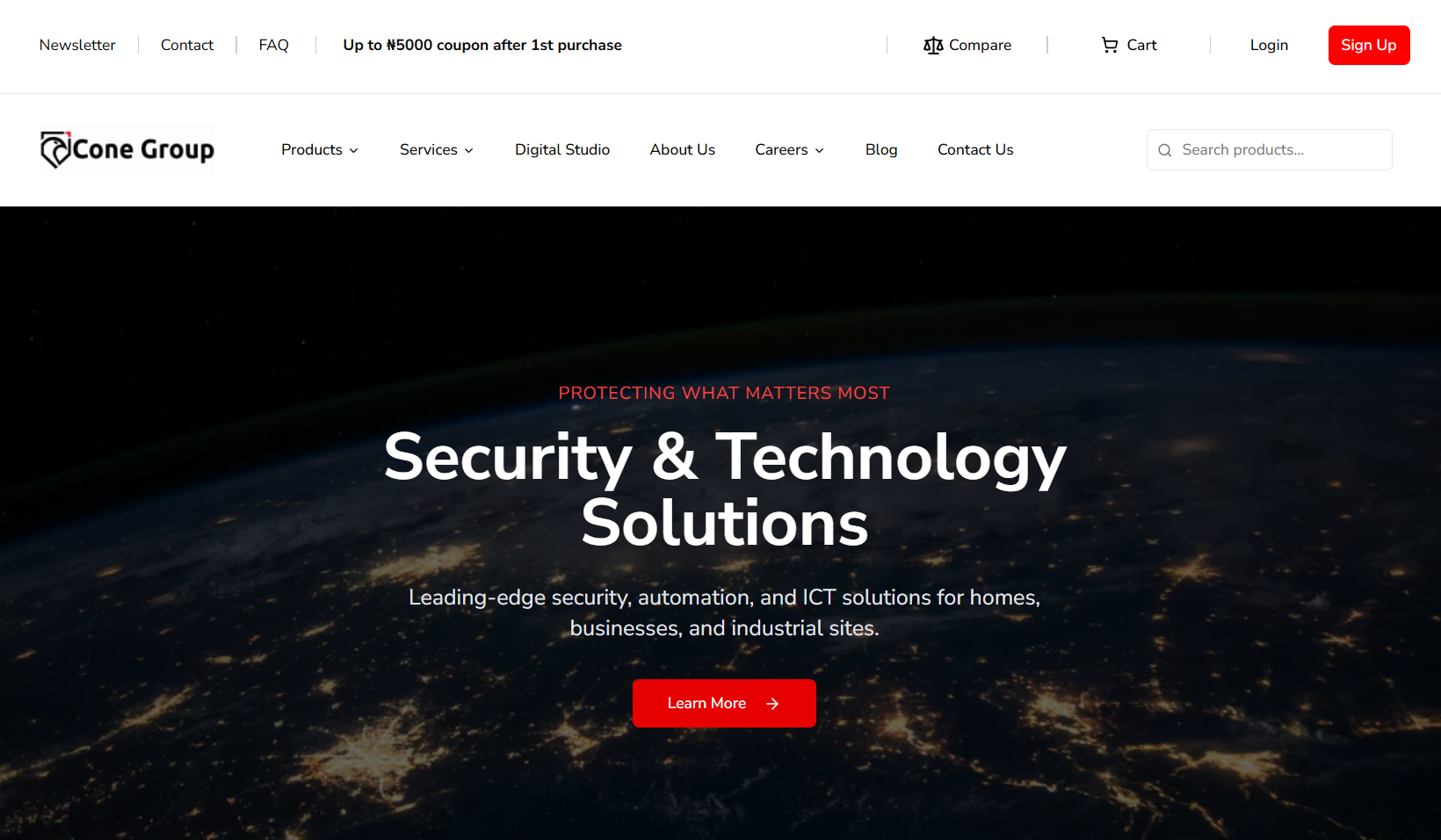 Conesecure website screenshot