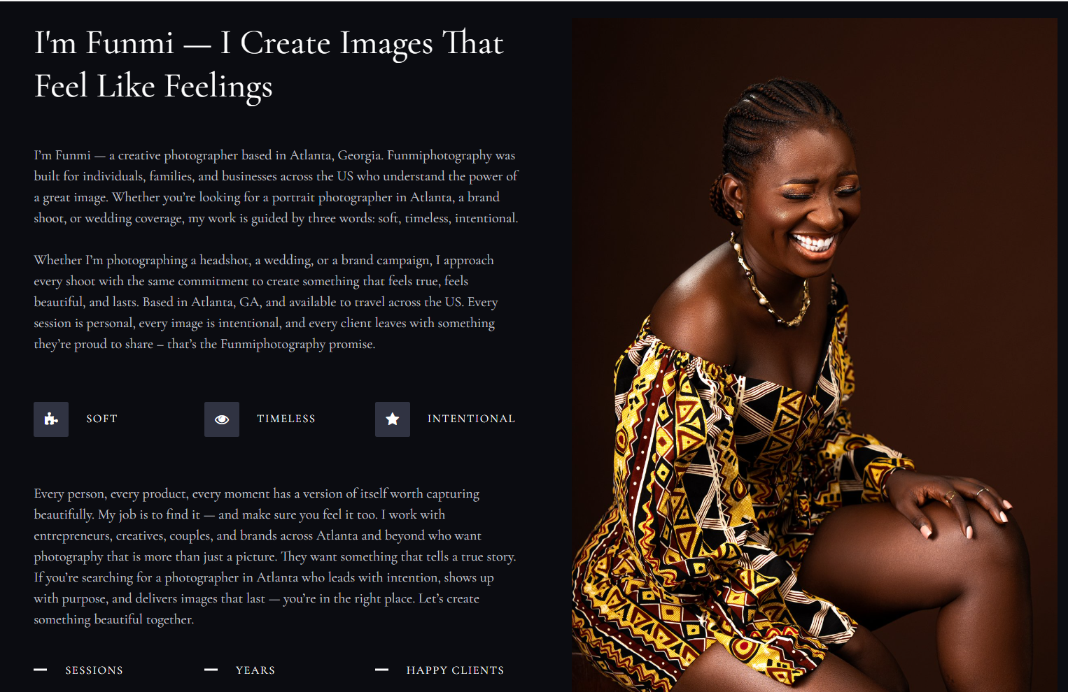 Funmi Photography website screenshot