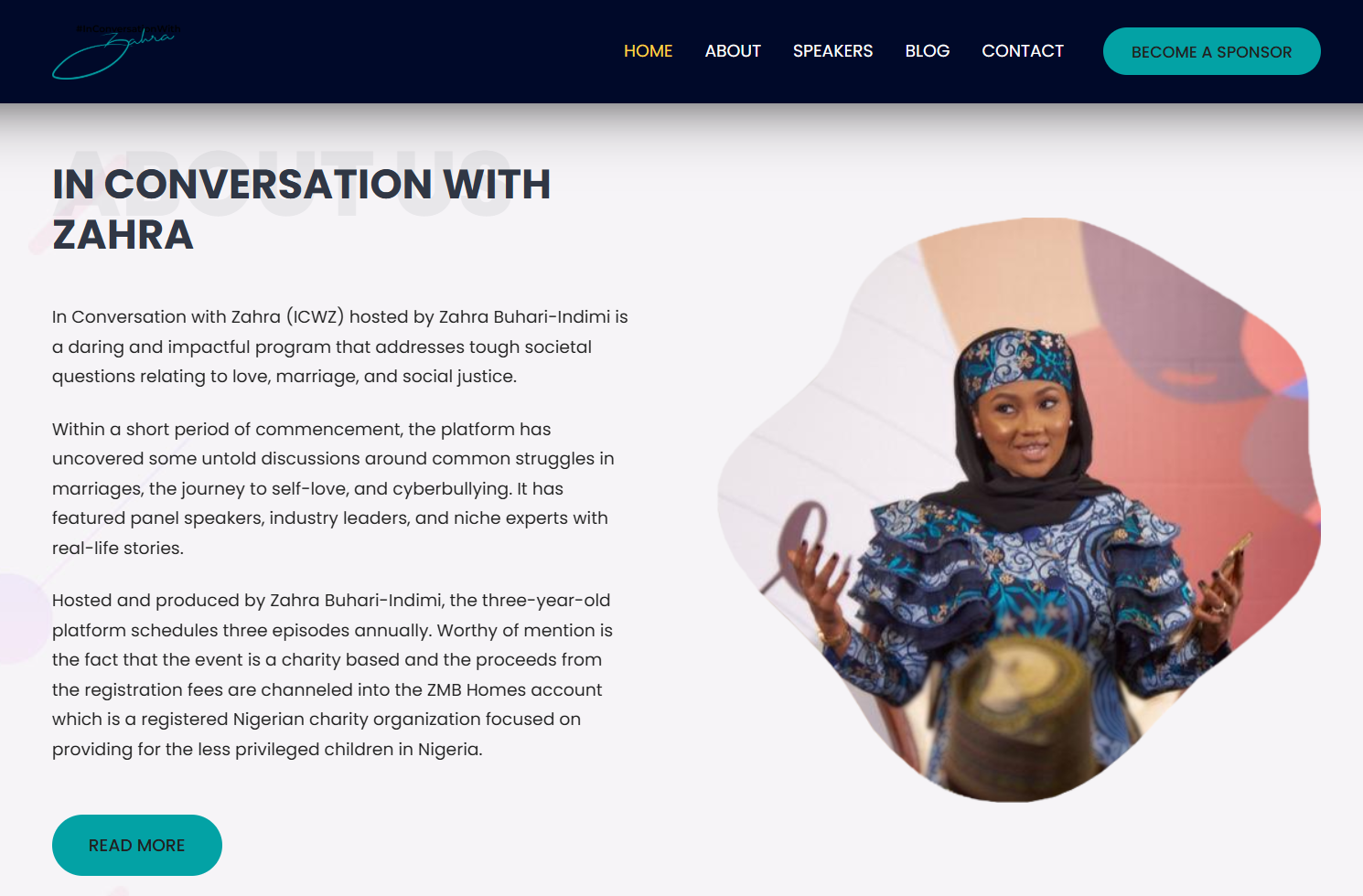 In Conversation with Zahra website screenshot