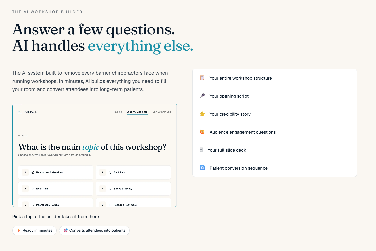 Workshop AI Slide Builder screenshot